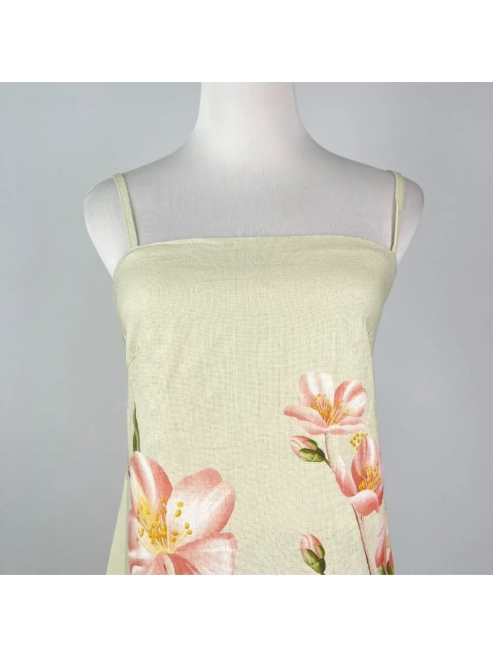 NWT Farm Rio Linen Blend Floral Print Sleeveless Mini Dress Elastic Waist Sz M - Picture 5 of 15